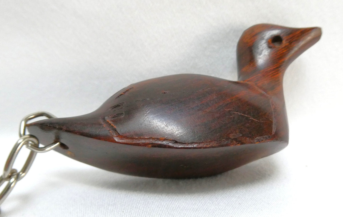 Vintage Hand-Carved LUCKY DUCK KEYCHAIN, Crafted in Desert Ironwood by the Indigenous Seri of Northwestern Mexico