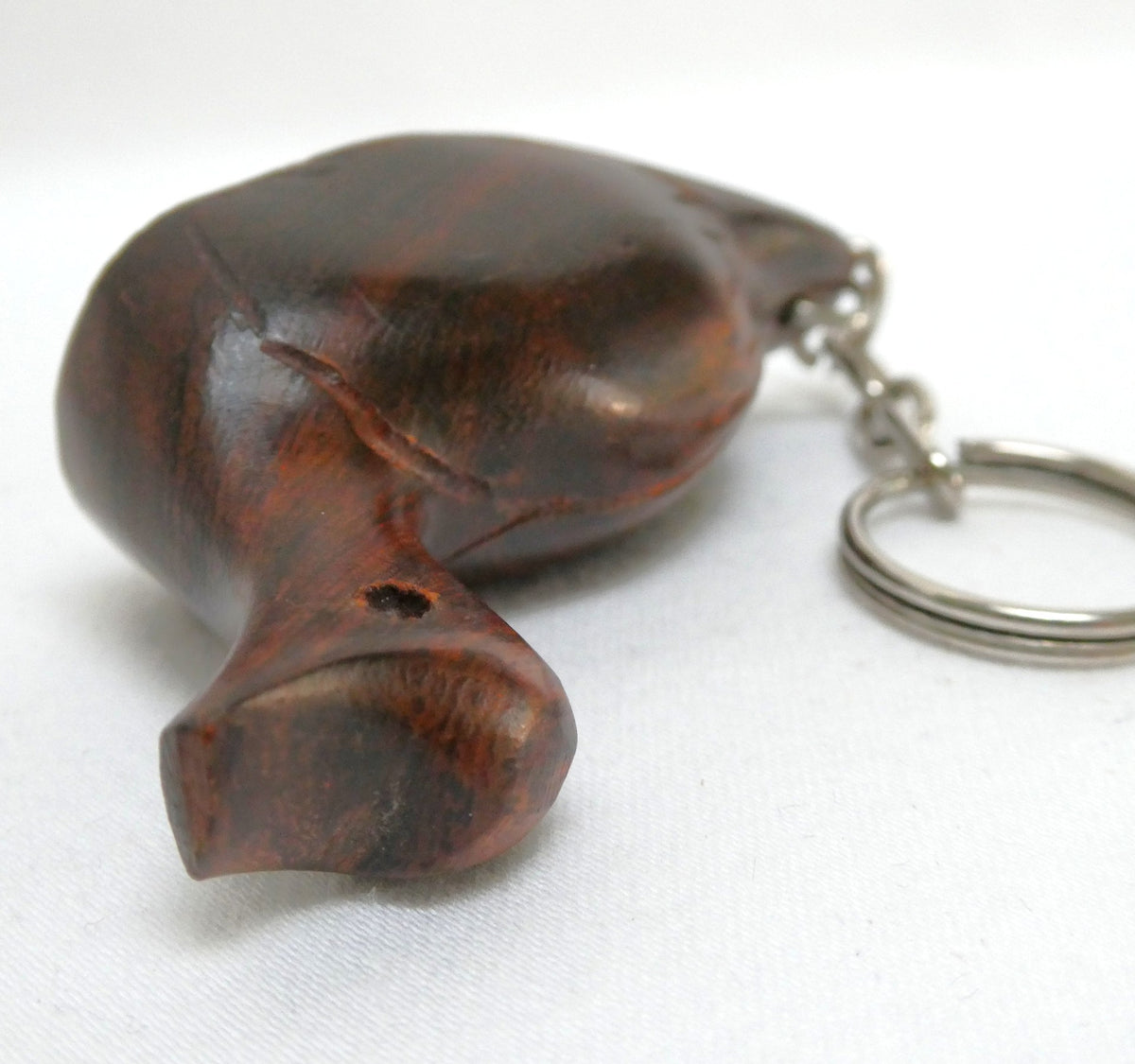 Vintage Hand-Carved LUCKY DUCK KEYCHAIN, Crafted in Desert Ironwood by the Indigenous Seri of Northwestern Mexico