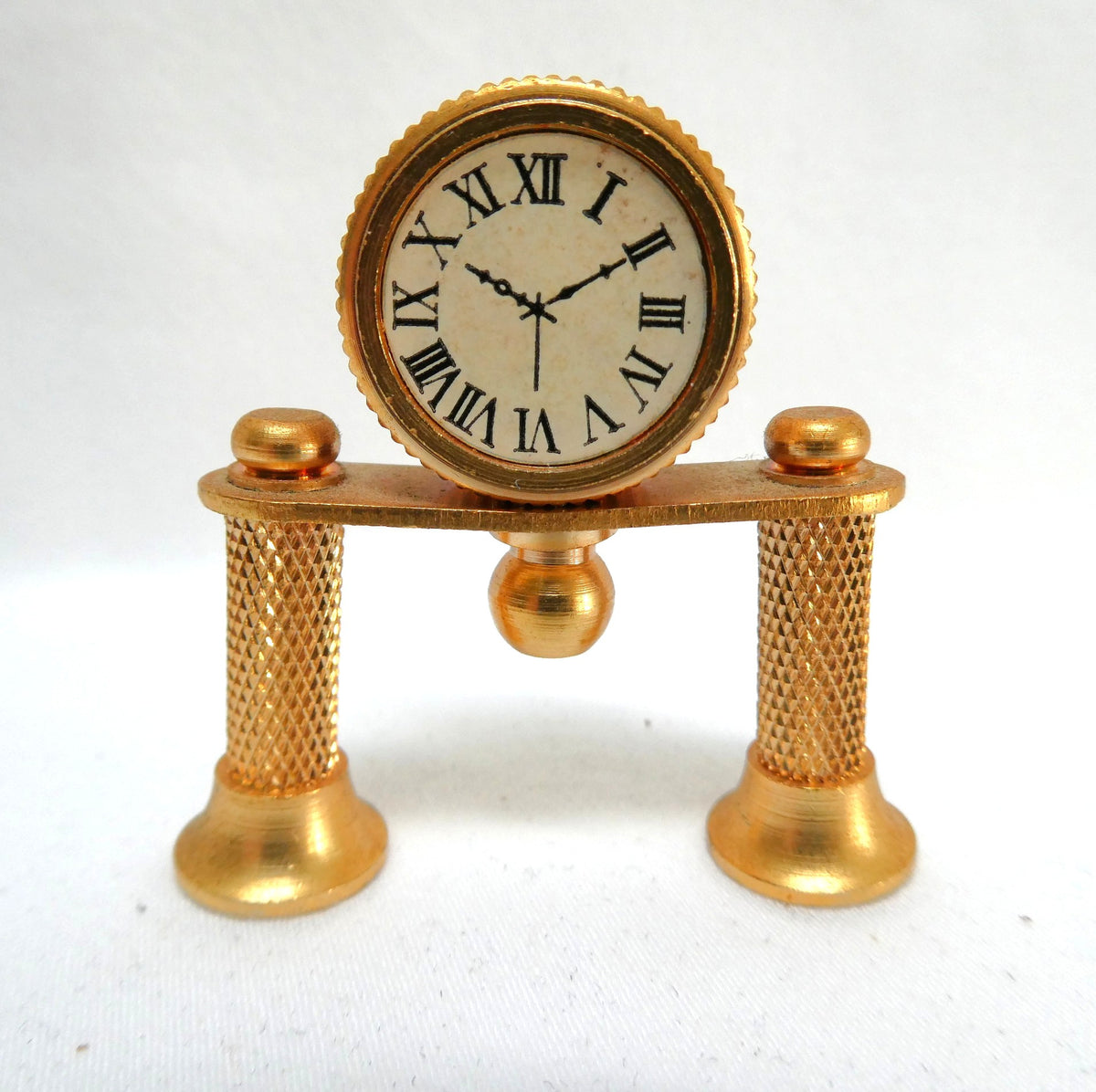 Vintage Miniature Solid Brass Novelty Items #2: TWO Candle Sticks, Pitcher or Ewer, and The Mantle Clock (Priced Individually)