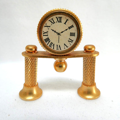 Vintage Miniature Solid Brass Novelty Items #2: TWO Candle Sticks, Pitcher or Ewer, and The Mantle Clock (Priced Individually)