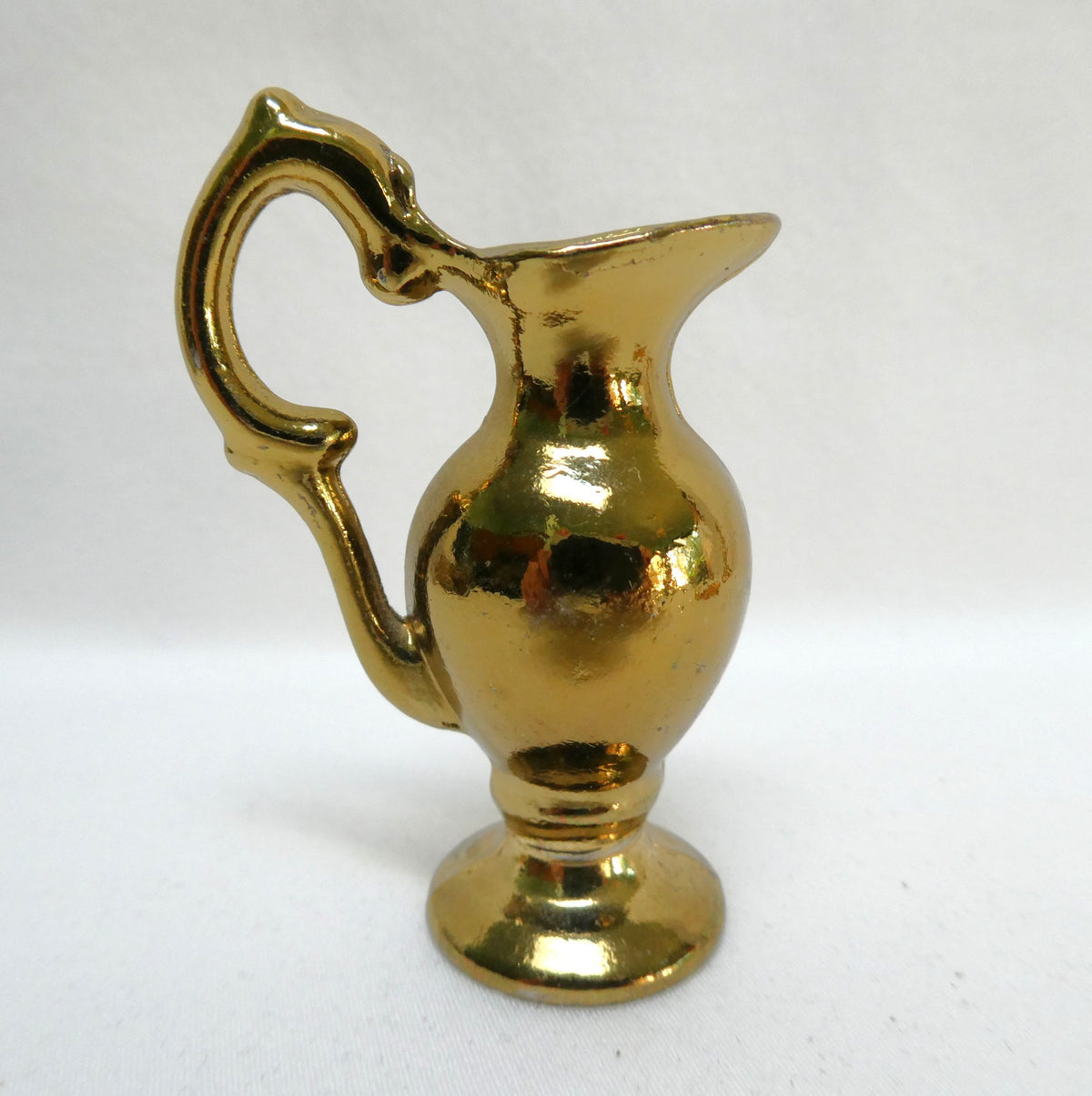 Vintage Miniature Solid Brass Novelty Items #2: TWO Candle Sticks, Pitcher or Ewer, and The Mantle Clock (Priced Individually)