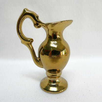 Vintage Miniature Solid Brass Novelty Items #2: TWO Candle Sticks, Pitcher or Ewer, and The Mantle Clock (Priced Individually)