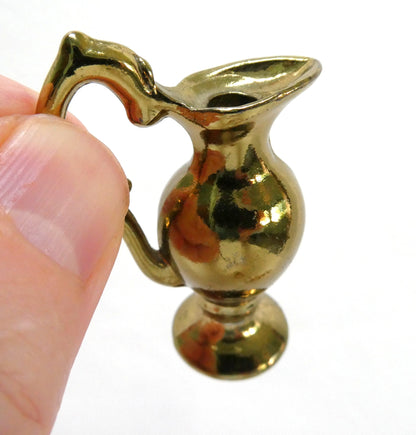Vintage Miniature Solid Brass Novelty Items #2: TWO Candle Sticks, Pitcher or Ewer, and The Mantle Clock (Priced Individually)
