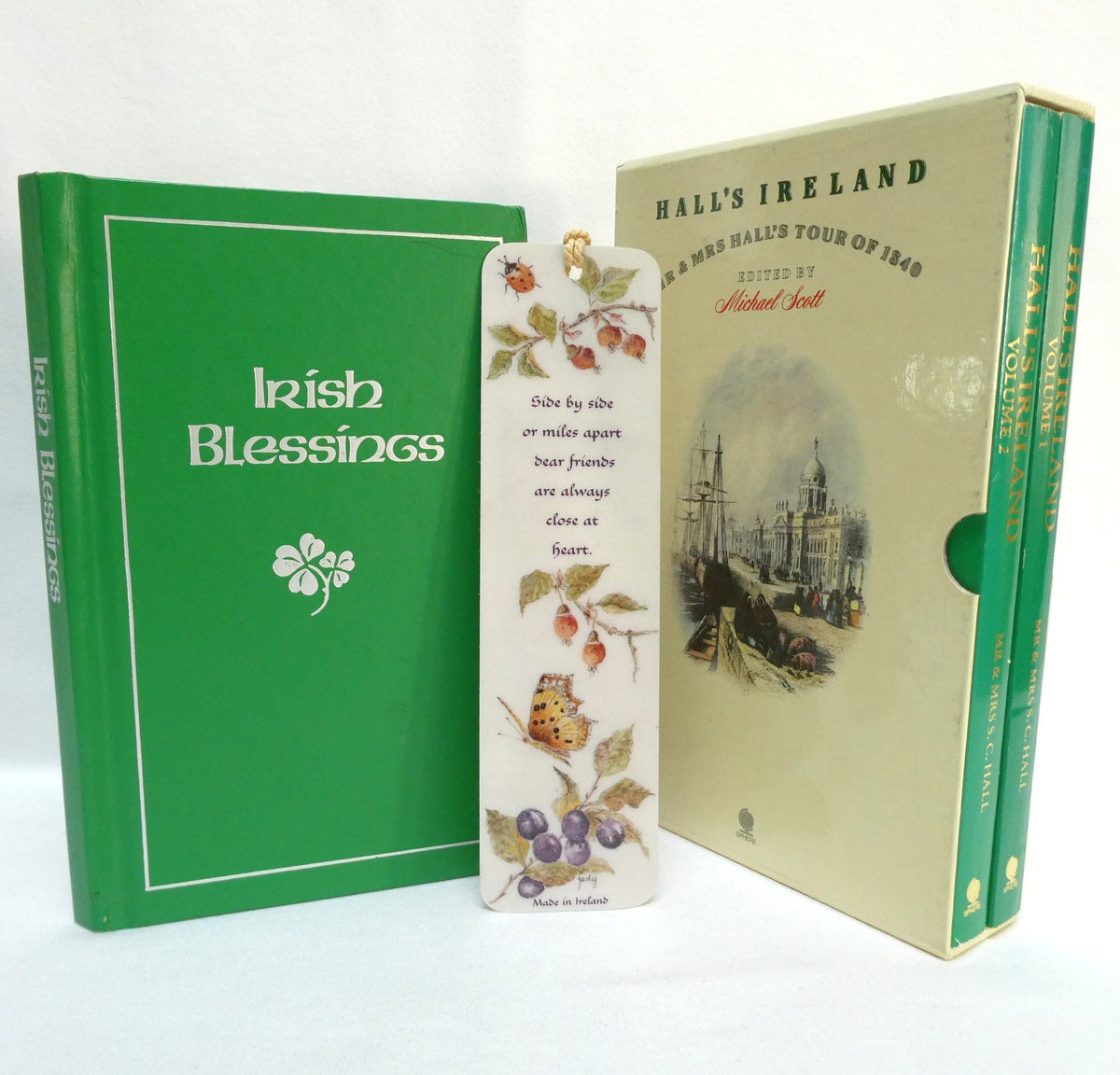 A Collection of Vintage Items Celebrating IRISH LITERATURE: Including Mr. & Mrs. Hall's Tour of 1840,  "Irish Blessings Book," and a Dove Crafts of Killarney Bookmark