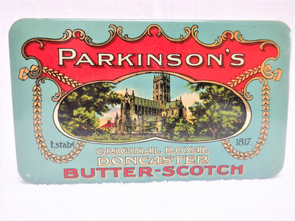 Antique Tin Container by PARKINSON'S Royal Doncaster: 'BUTTER-SCOTCH'