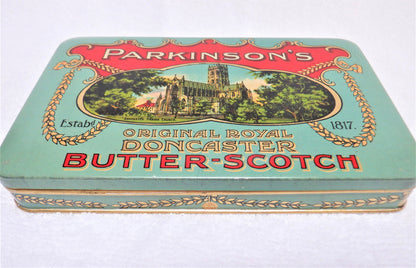 Antique Tin Container by PARKINSON'S Royal Doncaster: 'BUTTER-SCOTCH'