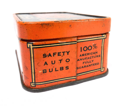 STOP! Keep Within The Law, SAFETY BULB BOX Vintage Tin Container