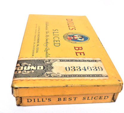 Vintage Tobacciana Tin Container: DILL'S BEST SLICED VIRGINIA PIPE TOBACCO