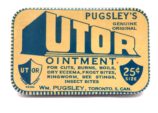 PUGSLEY'S GENUINE ORIGINAL UTOR OINTMENT Vintage Tin, Made in CANADA