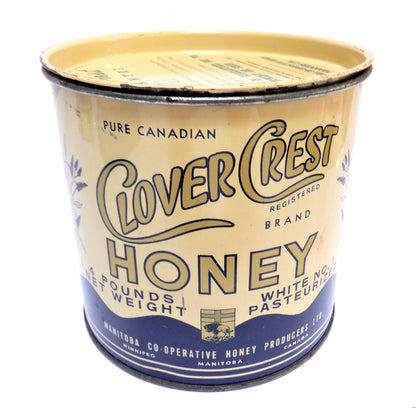 PURE CANADIAN CLOVER REST HONEY PAIL, Vintage Tin Container, Made in Canada