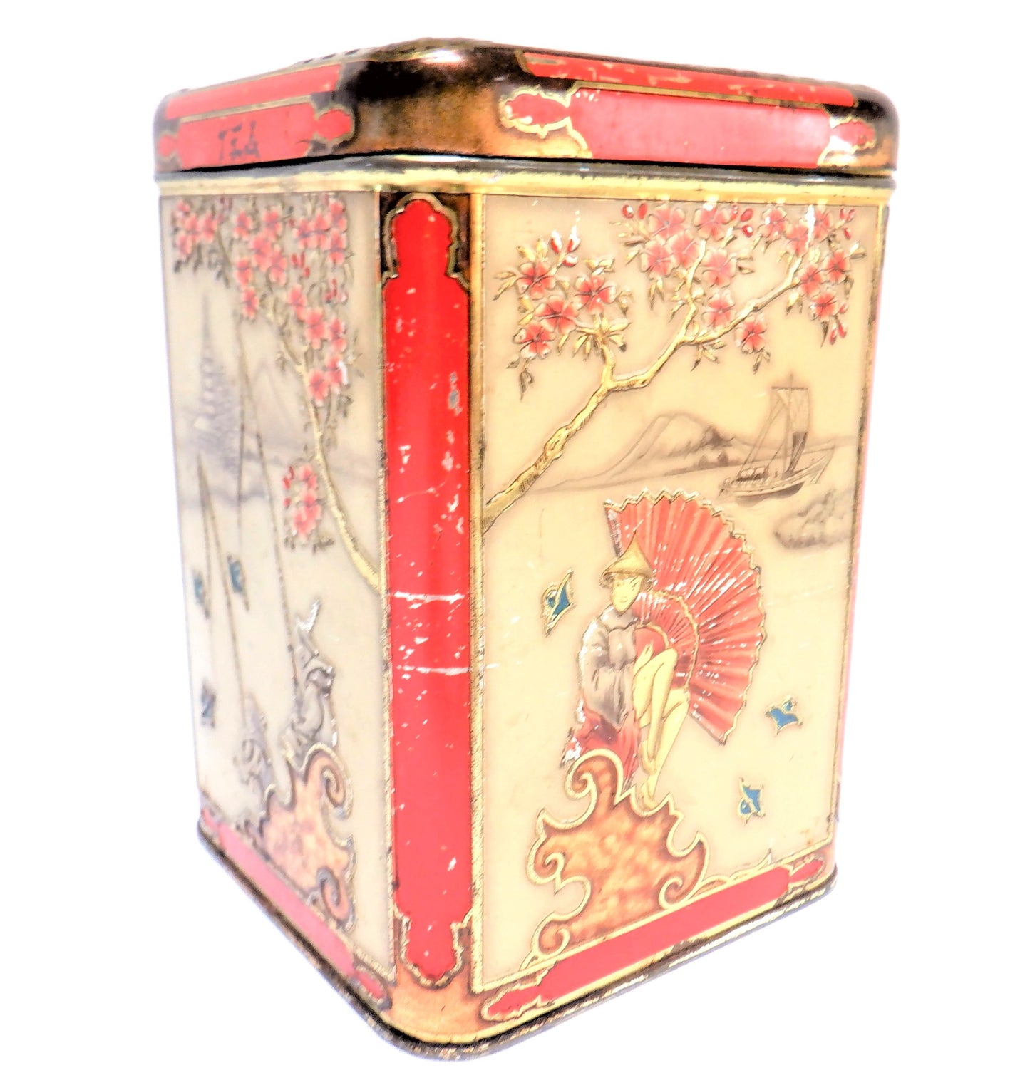 NIEMEYER VINTAGE TIN CAN CONTAINER from Holland: 'Chinese-style Tea or Tobacco Caddy'