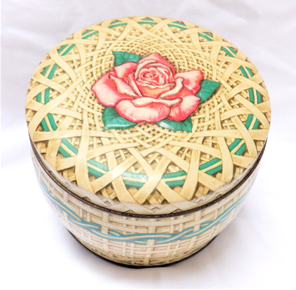 Famous Vintage British Tin by The Huntley & Palmers Biscuit Company: 'THE ROSE BASKET'