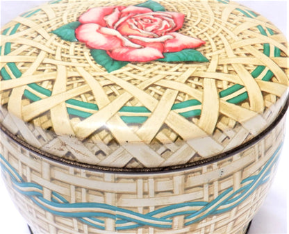 Famous Vintage British Tin by The Huntley & Palmers Biscuit Company: 'THE ROSE BASKET'