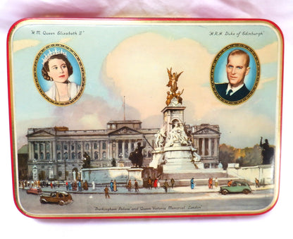 Coronation of H.M. Queen Elizabeth II. Souvenir Tin made by G.F. Lovell & Co 1955