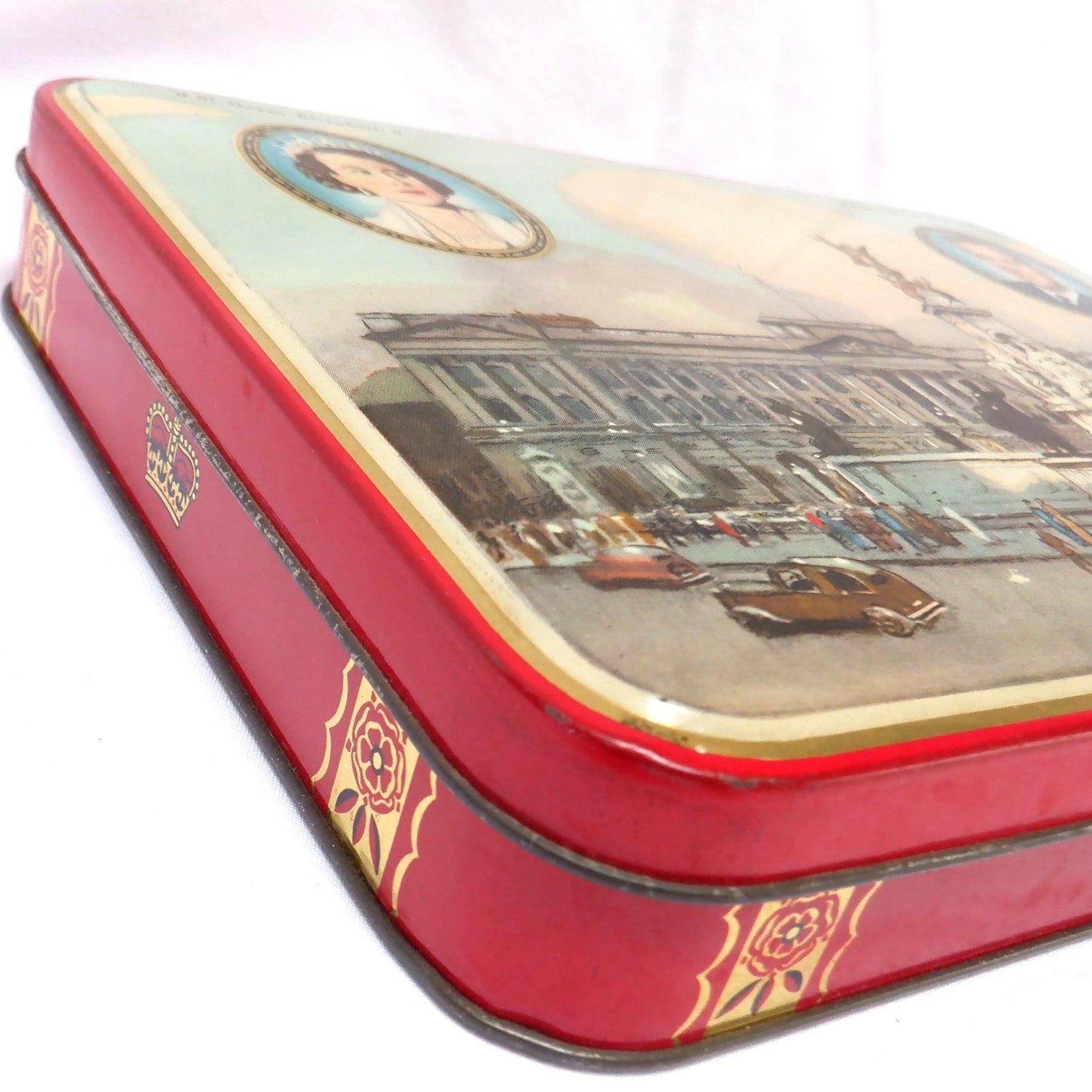 Coronation of H.M. Queen Elizabeth II. Souvenir Tin made by G.F. Lovell & Co 1955