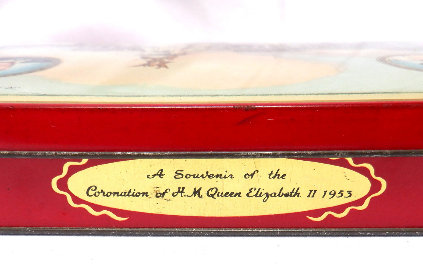 Coronation of H.M. Queen Elizabeth II. Souvenir Tin made by G.F. Lovell & Co 1955