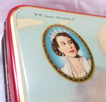 Coronation of H.M. Queen Elizabeth II. Souvenir Tin made by G.F. Lovell & Co 1955