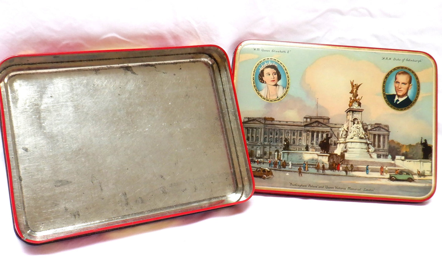 Coronation of H.M. Queen Elizabeth II. Souvenir Tin made by G.F. Lovell & Co 1955