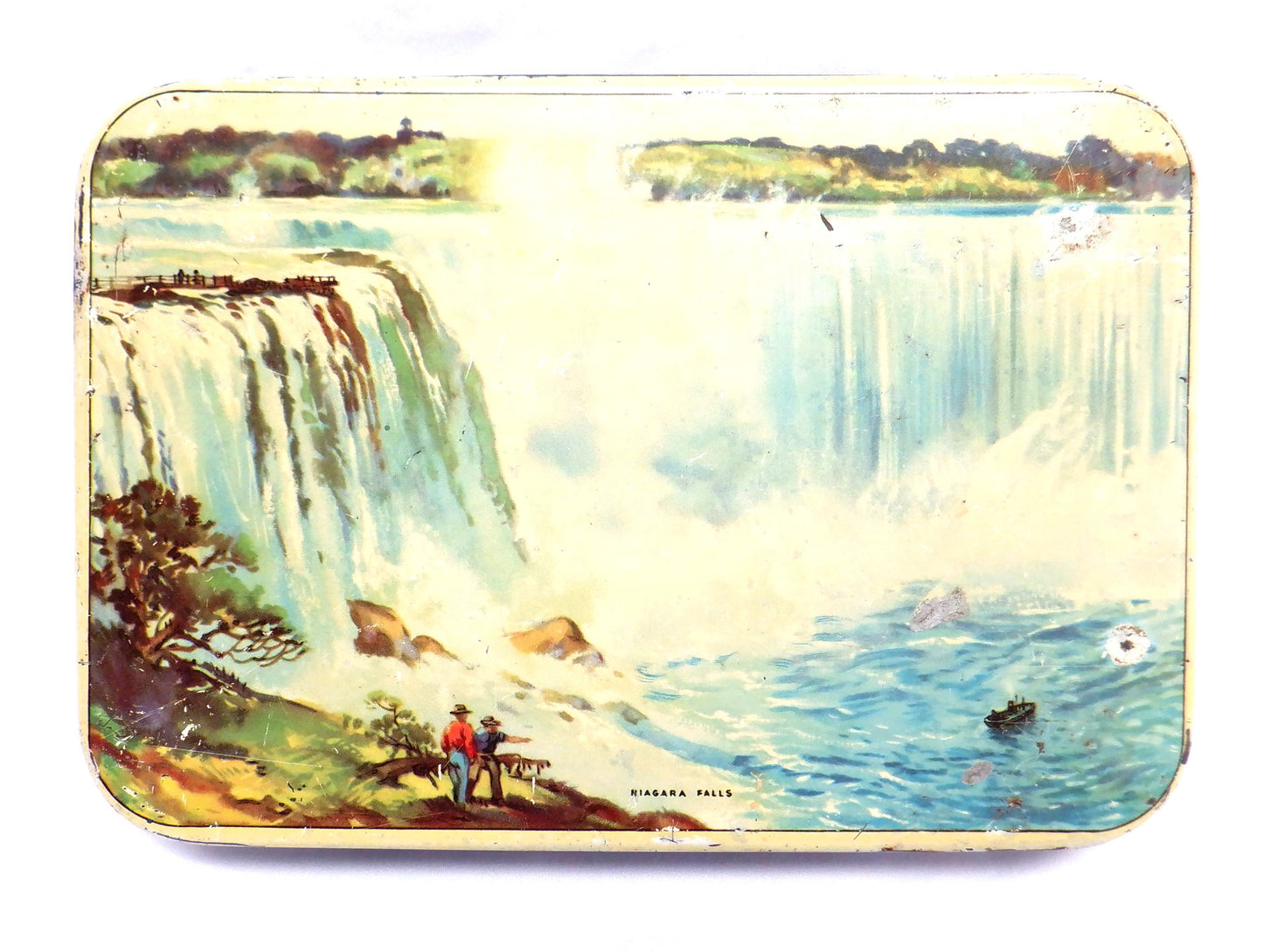 Antique Tin from BLUE BIRD TOFFEE: 'AMERICAN NIAGARA FALLS & THE MAID OF THE MIST'