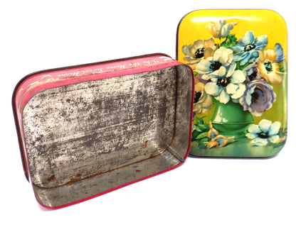 BLUE BIRD TOFFEE ANTIQUE TIN: "Green Vase & Flowers" #2