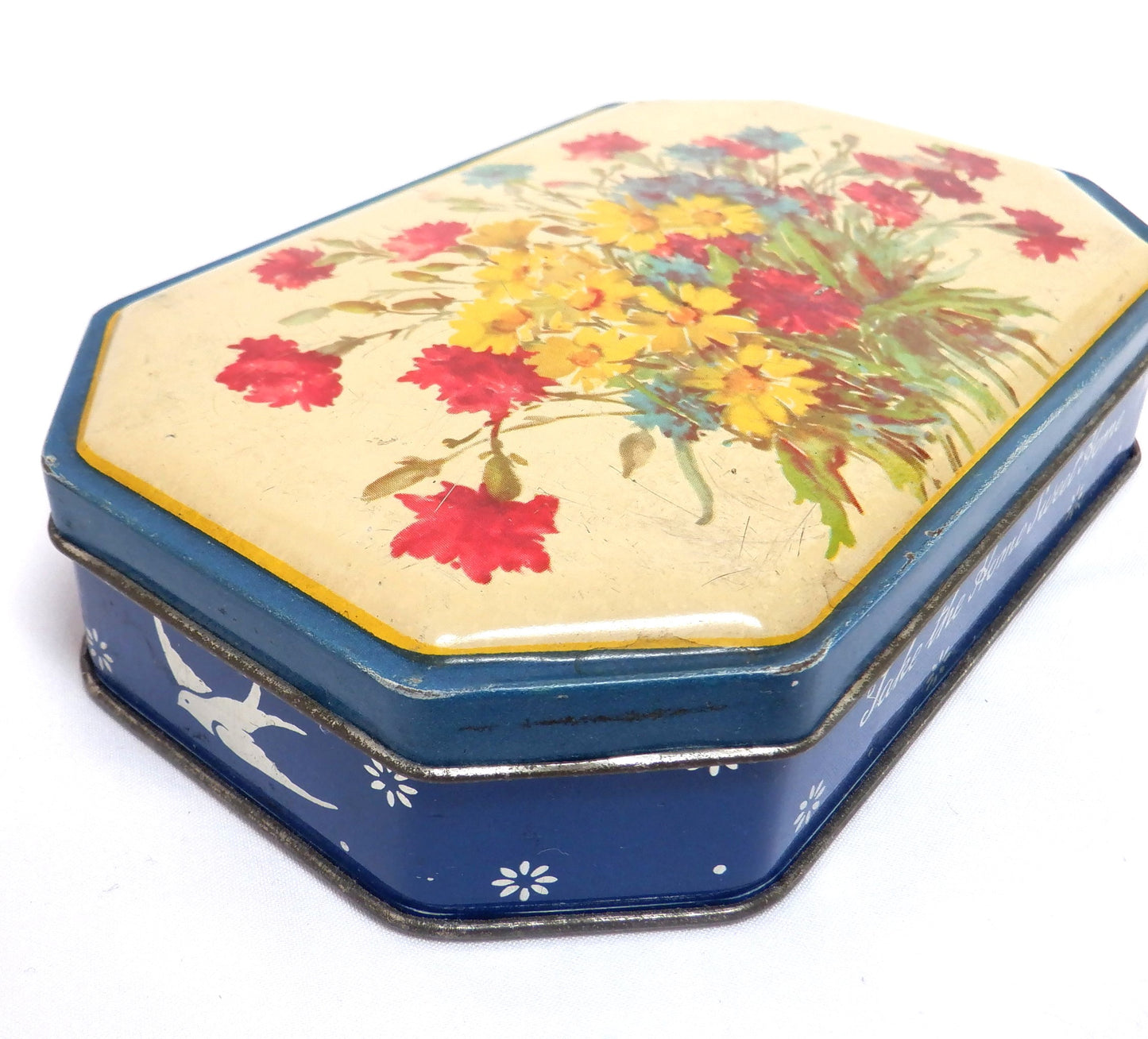 BLUE BIRD TOFFEE ANTIQUE TIN: 'Road Flowers Collection'