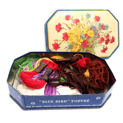 BLUE BIRD TOFFEE ANTIQUE TIN: 'Road Flowers Collection'