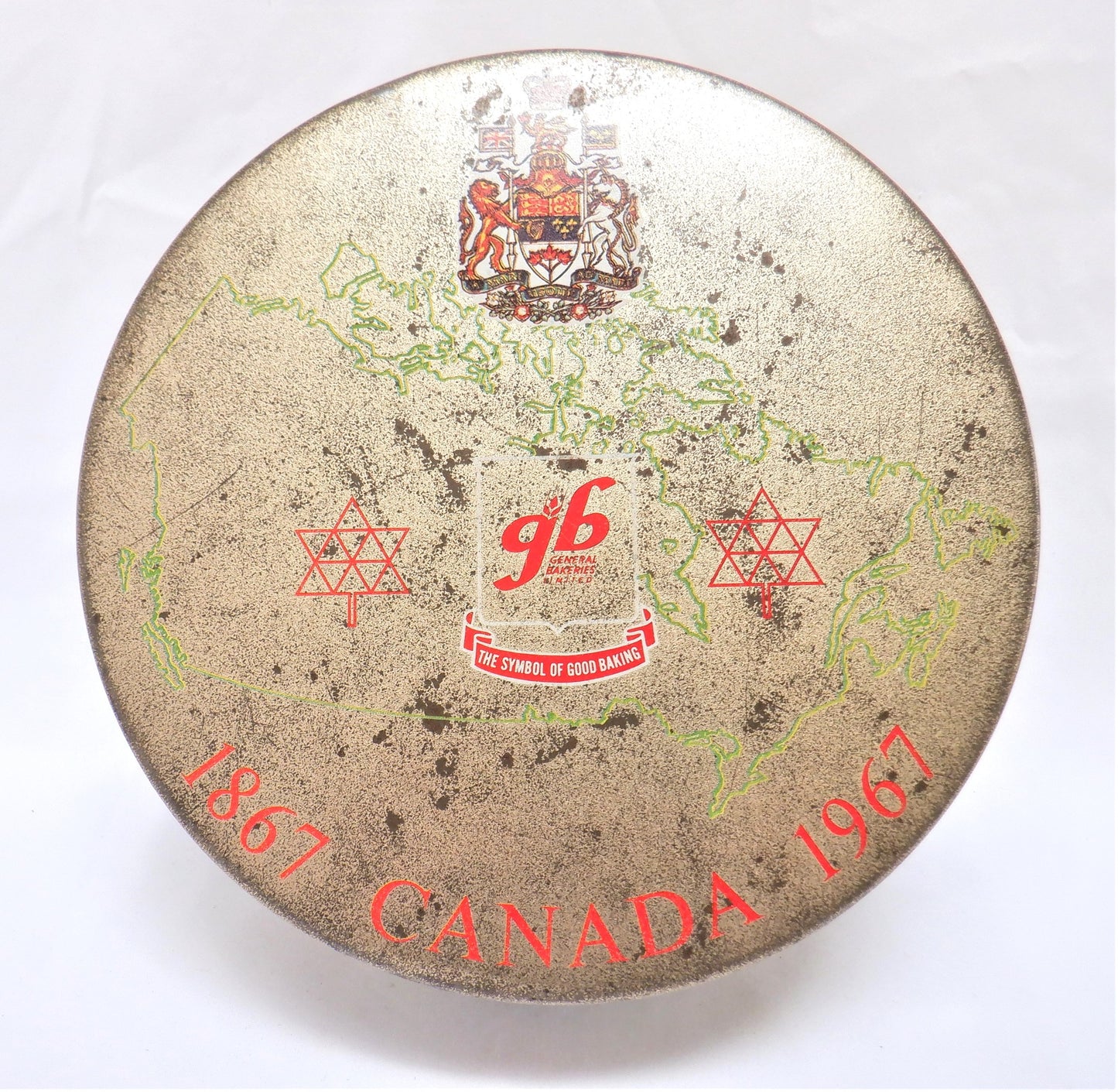 1967 CANADIAN CENTENNIAL TIN, from General Bakeries Limited:  Made in CANADA!