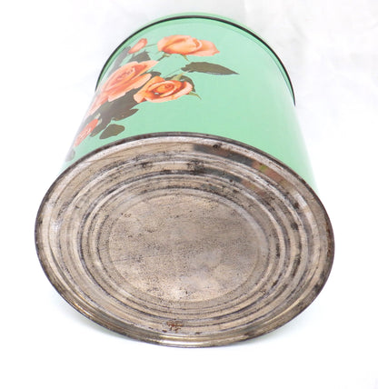 "THE ROSE TIN" A Vintage Kitchen Storage Tin in Beautiful Lime Green Finish, Made in Canada