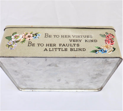 'BLESS THIS HOUSE', A Large Vintage Cookie Tin Container, by Carr's Famous Biscuit Company