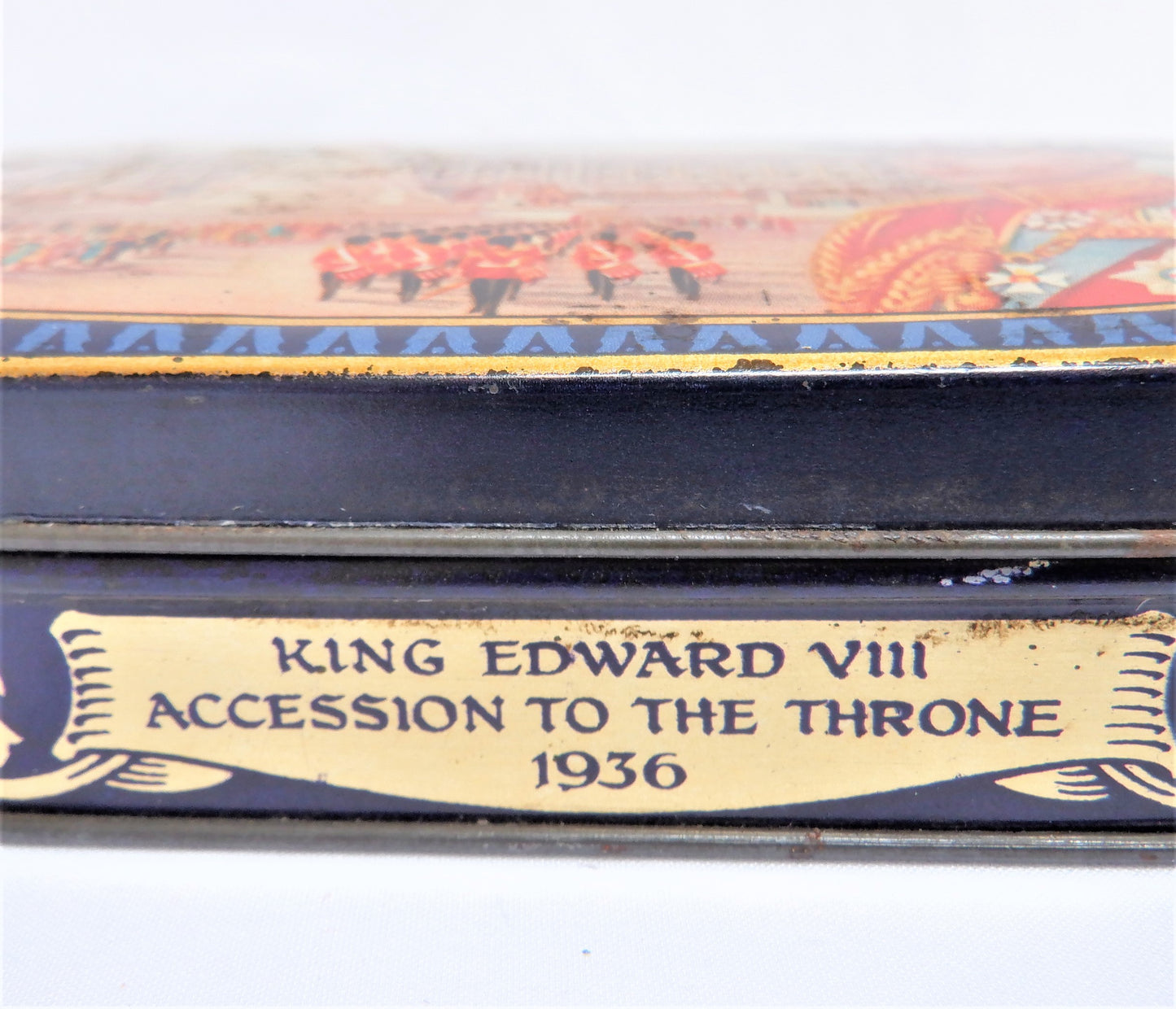 Antique Tin Can Celebrating the ACCESSION TO THE THRONE, KING EDWARD VIII, 1936