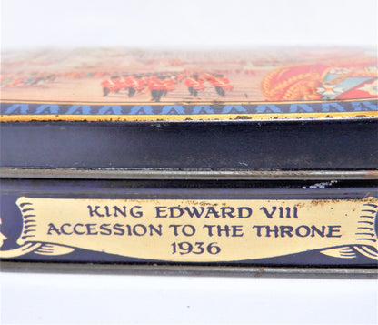 Antique Tin Can Celebrating the ACCESSION TO THE THRONE, KING EDWARD VIII, 1936