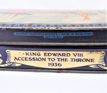 Antique Tin Can Celebrating the ACCESSION TO THE THRONE, KING EDWARD VIII, 1936