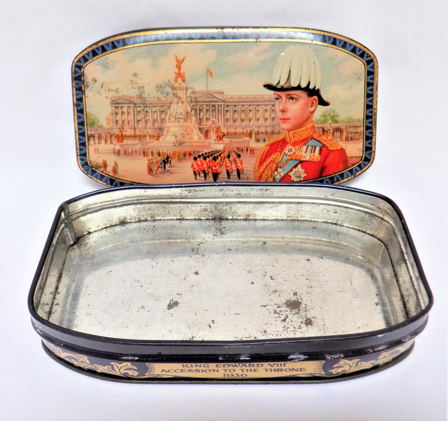 Antique Tin Can Celebrating the ACCESSION TO THE THRONE, KING EDWARD VIII, 1936