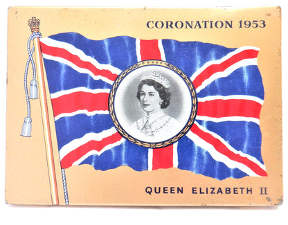 MACDONALD'S EXPORT FLAT 50, HRH Q.E. II CORONATION 1953, Vintage Cigarette Tin. Made in CANADA