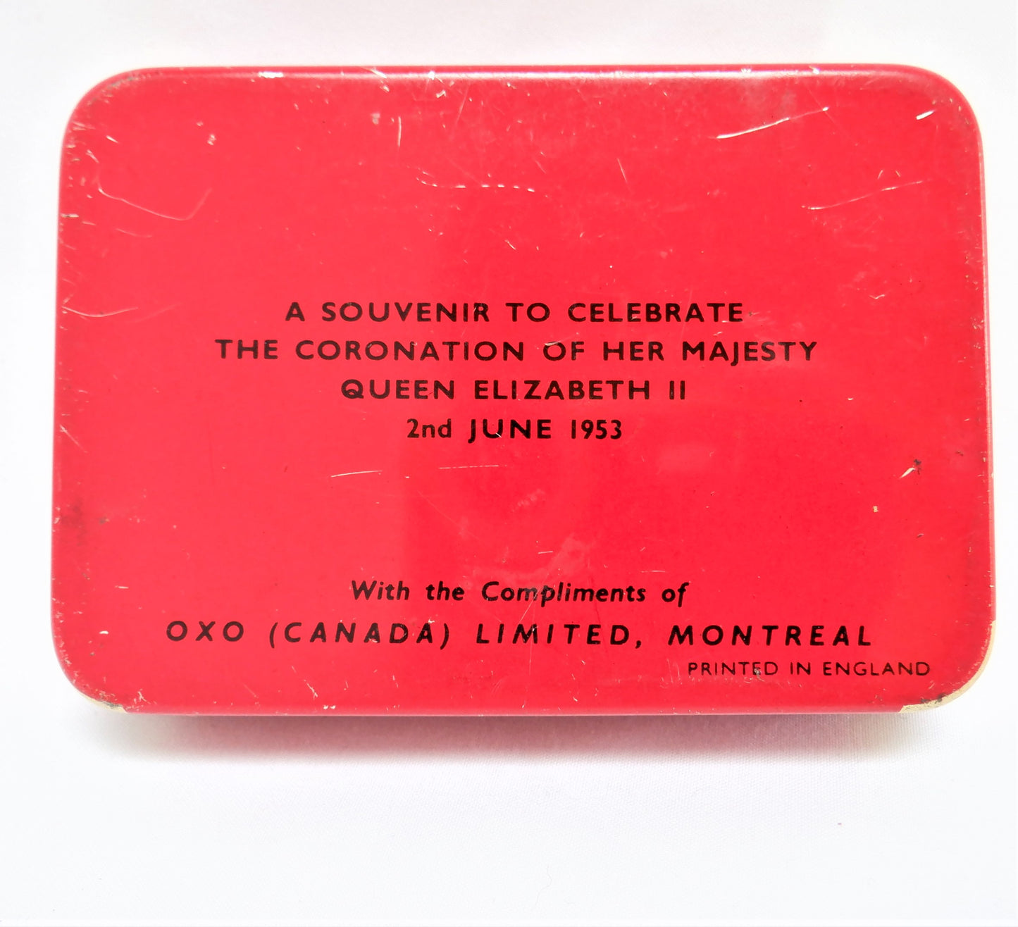 CORONATION Vintage Tin Container, Compliments of OXO CANADA (Montreal, Quebec)...Long May She Reign!