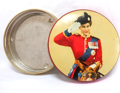 A Coronation Vintage Tin by Henry Thorne & Co. of HRM Queen Elizabeth II, Taking Salute on Horseback, 1953