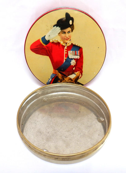 A Coronation Vintage Tin by Henry Thorne & Co. of HRM Queen Elizabeth II, Taking Salute on Horseback, 1953