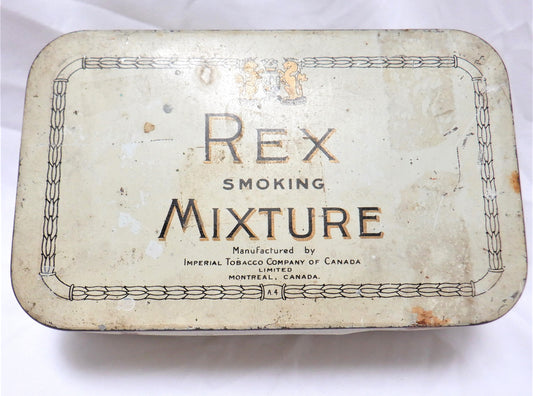 REX SMOKING MIXTURE VINTAGE TIN, by The Imperial Tobacco Company of Canada, Montreal, Made in CANADA