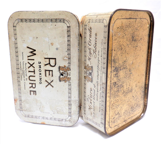 REX SMOKING MIXTURE VINTAGE TIN, by The Imperial Tobacco Company of Canada, Montreal, Made in CANADA