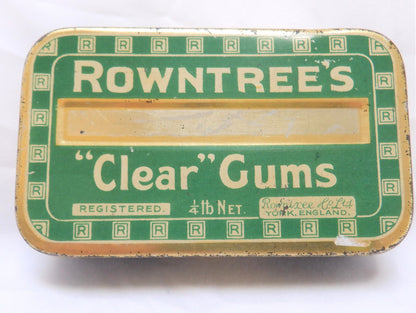 ROWNTREE'S "CLEAR" GUMS, Vintage Tin Pocket Container, Made in England