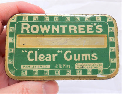 ROWNTREE'S "CLEAR" GUMS, Vintage Tin Pocket Container, Made in England