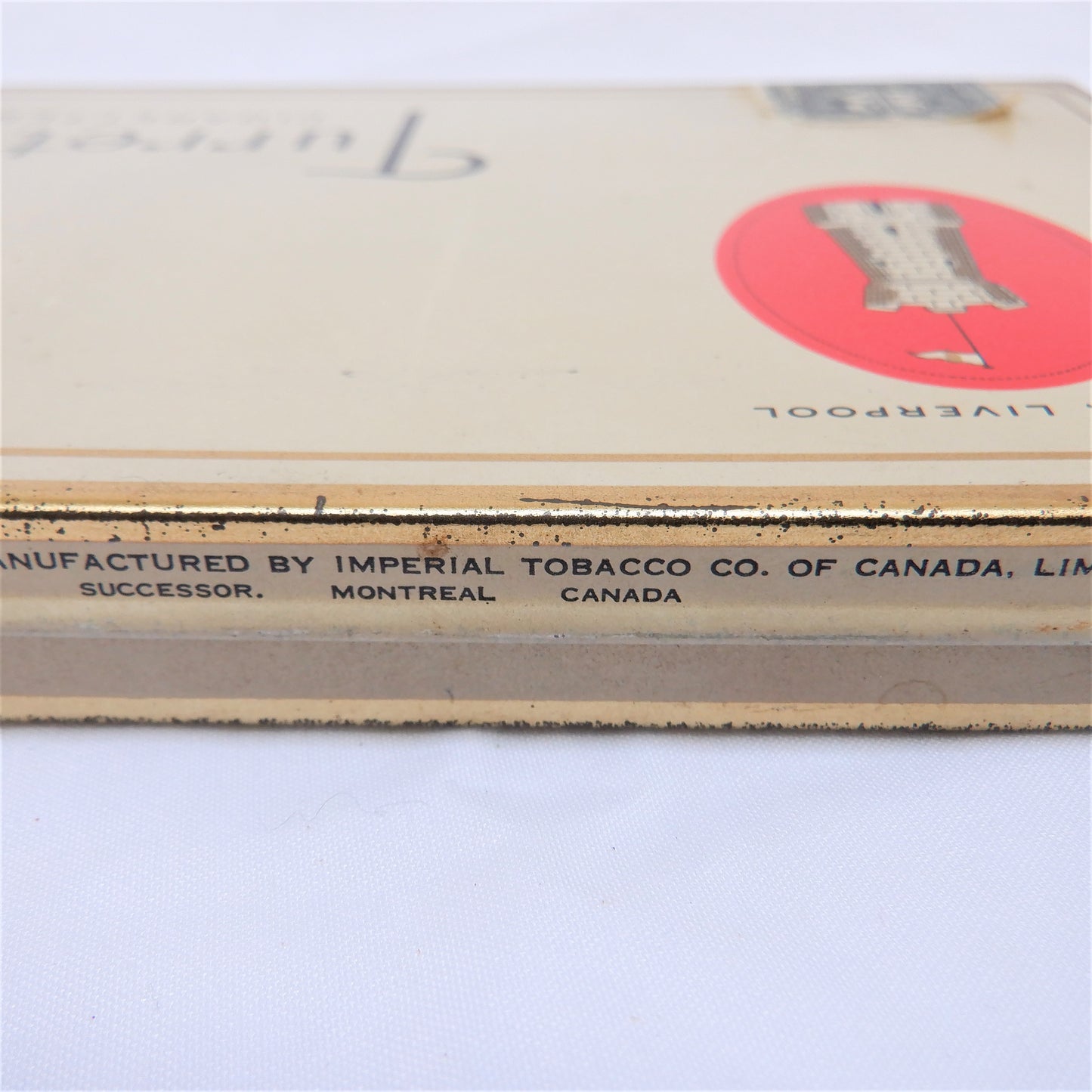 Vintage Flat Fifty Tobacco Tin: 'TURRET CIGARETTES' Made in CANADA