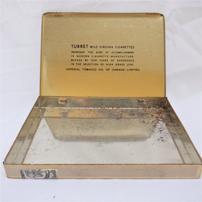 Vintage Flat Fifty Tobacco Tin: 'TURRET CIGARETTES' Made in CANADA