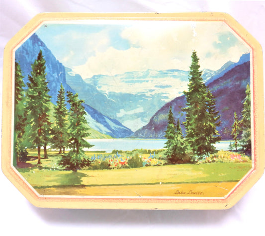 Vintage Tin Container of 'LAKE LOUISE, ALBERTA' by Gray Dunn Biscuits of London