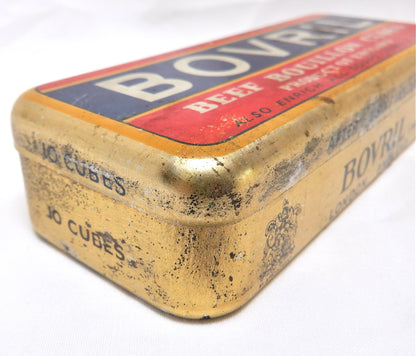 Vintage Tin Can Kitchen Container: 'BOVRIL BRAND BOUILLON CUBES', Large Size