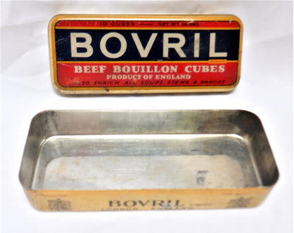 Vintage Tin Can Kitchen Container: 'BOVRIL BRAND BOUILLON CUBES', Large Size