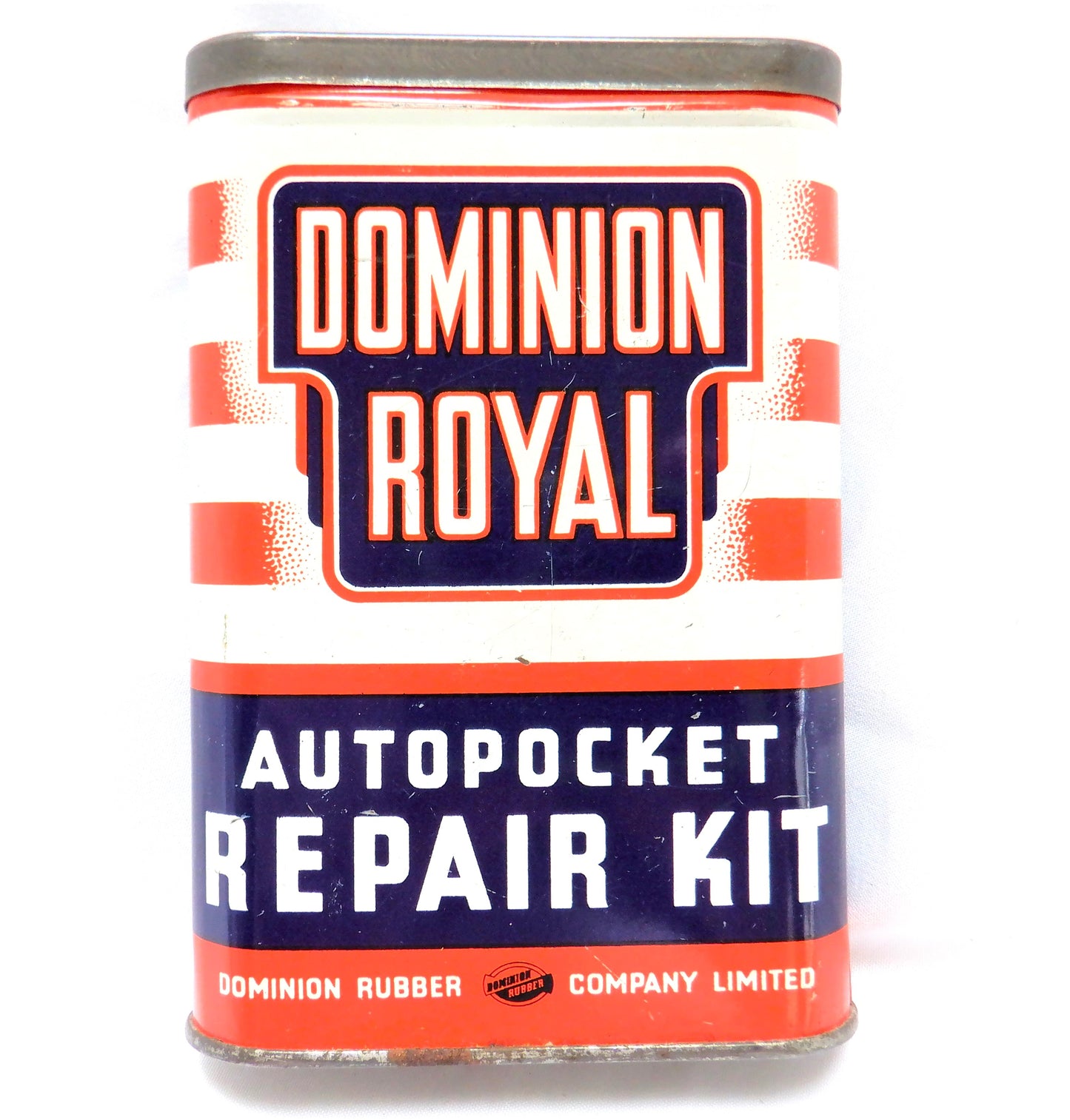 DOMINION ROYAL AUTOPOCKET REPAIR KIT, Vintage Canadian Made Tin Container