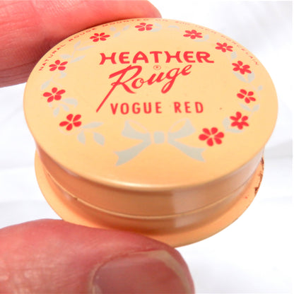 Vintage Miniature Tin of HEATHER ROUGE, A Vogue Red Rouge from New York City!