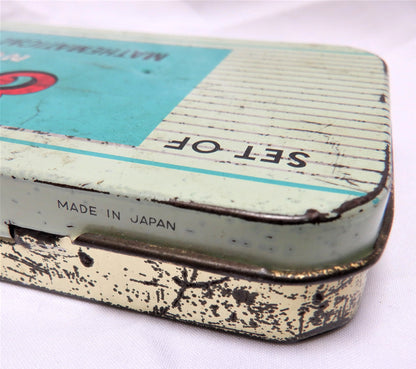 Vintage 1970's Tin Container and Original Contents: 'ELESCO NO. 602 SET OF MATHEMATICAL INSTRUMENTS', Made in Japan