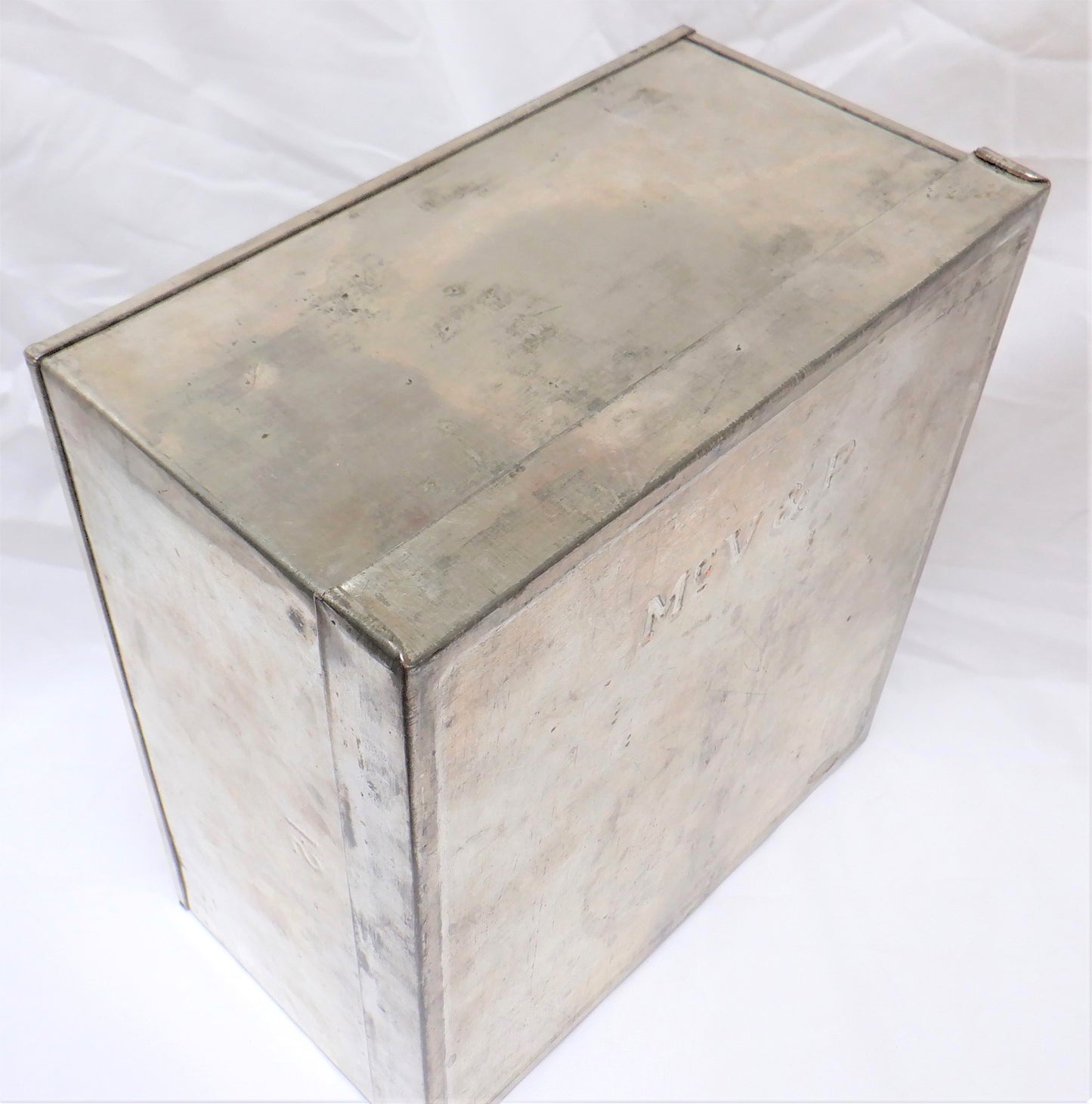 McVITIE & PRICE BISCUIT COMPANY of Scotland, Large Silver Antique Biscuit Tin Container